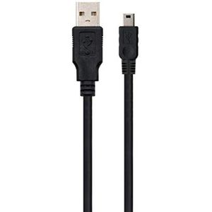 Ewent USB 2.0 kabel type A male naar B mini laad- en synchronisatiekabel voor browser, digitale camera's, MP3, dubbel afgeschermd, AWG 28, koper, 1,8 m, zwart