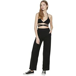 Trendyol Pantalon décontracté taille normale pour femme, Noir, XS