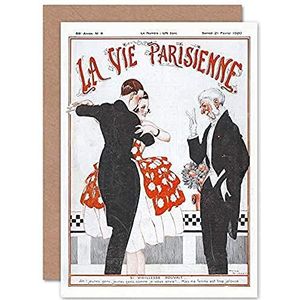 La Vie Parisenne Oude Age Couple Dancing Magazine Cover Sealed Greeting Card Plus envelop Blank binnen op de tijdschriftenafdekking