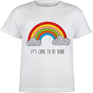 Popgear Popgear Rainbows Hospice Cool to Be Kind T-shirt voor meisjes, wit, modieuze T-shirts voor meisjes, 1 stuk, Wit.