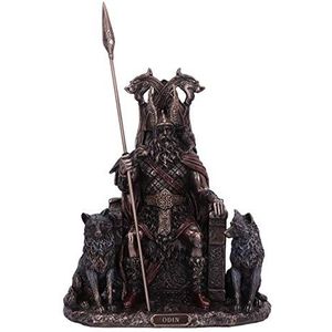 Nemesis Now Odin figuur van brons alle vaders wolven en troon, 22 cm