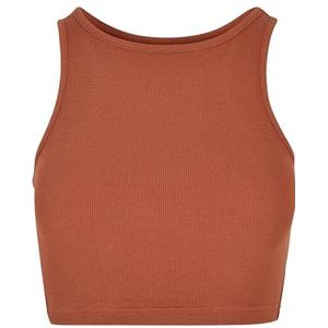 Urban Classics Dames Cropped Rib Top, Cami dameshemd, terracotta, 4XL EU, Terracotta