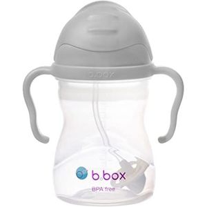 b.box Drinkfles met rietje, grijs, 240 ml