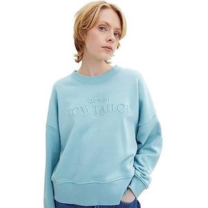 TOM TAILOR Denim 1032938 Dames sweatshirt met logo print (1 stuk), 30271 - Bright Reef Blue