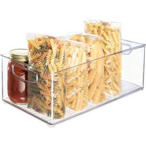 InterDesign iDesign opbergbak voor koelkast, grote ruime voedselcontainer van kunststof, voedselopslagdoos met handgrepen, transparant