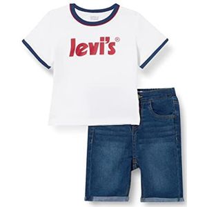 Levi's Lvb 6ee908 Ringer Set van T-shirt en shorts voor babyjongens, Wit.