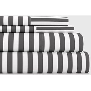 Home Collection Ieh-4pc-ribb-ck-gr bedband, 4-delig, grijs, queenmaat