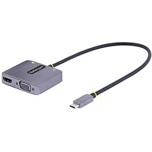 StarTech.com USB C naar HDMI VGA Adapter met Audio 3,5 Uitgang, Multiport USB Type C, 4K 60Hz HDR, 100W PD 3.0 Compatibel TB3/4 Reisadapter (122-USBC-HDMI-4K-VGA)