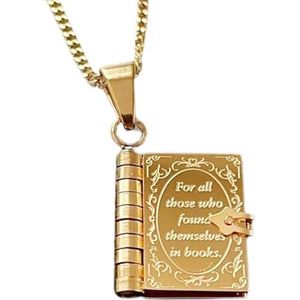 2025 Vintage Boek Hanger Ketting Meerdere Lagen Ketting Vrouwen Ketting Boekliefhebbers Ketting Referentie Beschrijving Roestvrij Staal Legering, Unisex, Roestvrij staal legering, uniseks