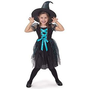Caritan - 480108 Halloween-jurk met hoed, kostuums, meisjes, 480108, 5-7 jaar