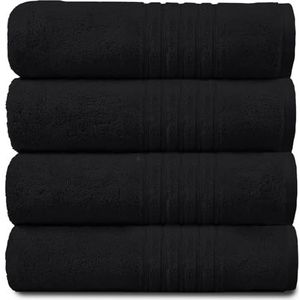 GC GAVENO CAVAILIA Set van 4 extra grote badlakens van waterabsorberend en sneldrogend Egyptisch katoen, zwart