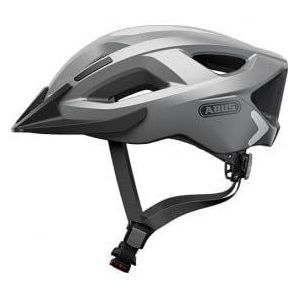 ABUS Aduro 2.0 City helm - Veelzijdige fietshelm met licht - Sportief design voor het stadsverkeer - Voor dames en heren - Zilver - Maat M