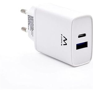 Ewent EW1321, USB C wandoplader, PD Power Delivery 3.0 & Quick Charge 3.0 2 poorten USB type C snellader voor iPhone 13 Pro Max/12/Mini/11/XS/XR/X/8, Samsung Galaxy Note, Huawei, XiaoMi