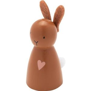 GRUSS & CO 48602 Happy Paashaas motief | houten konijnenfiguur met vilten oren en bedrukt hart, hoogte 5,3 cm | paascadeau, paasnest, paasdecoratie