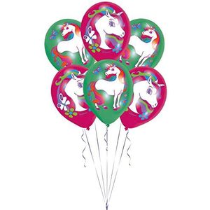 Amscan 9902173 - 6 stuks latex ballonnen eenhoorn regenboog 28 cm