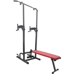 FLMD2163 Power Tower Dip Bar met bank optrekstang trainingsstation chin up sit up parallel koppel multifunctionele uitrusting home gym fitness thuis