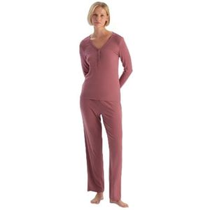 Ensemble pyjama boutonné et col en V rose poussiéreux pour femme, taille XL, Vieux rose, XL