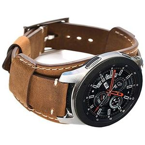 CooBES 22 mm echt lederen reservearmband voor Samsung Galaxy Watch 46 mm/Gear S3 Frontier/Galaxy Watch 3 45 mm voor dames en heren, bruin
