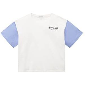 TOM TAILOR Meisjes T-shirt met Colorblock, 10315 - Whisper White, 164, 10315 - Whisper White