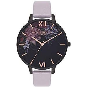 Olivia Burton Vrouwen analoog Japans Quartz horloge met lederen band OB16AD15, Kleur: Lila