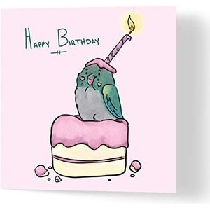 Wuzci Cake Stealing verjaardagskaart, motief papegaai