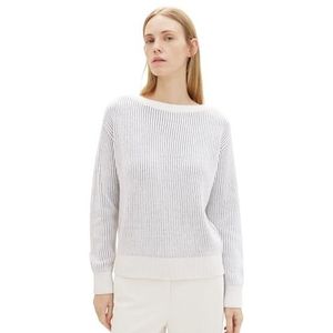 TOM TAILOR 1039995 Sweatshirt voor dames, 35158 - Gebroken witte grijze structuur