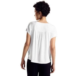 T-shirt van materiaalmix, wit, 48, Wit