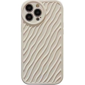 PASUTO Compatibel met iPhone 14 Pro 6,1 inch luxe siliconen hoes in 3D-golfvorm, zacht TPU, waterdicht en krasbestendig, voor iPhone 13 (melkwit)