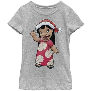 Disney Lilo & Stitch Lilo Kerstman Hat Portrait Girls T-shirt, grijs gemêleerd, Athletic XS, Athletic grijs gemêleerd