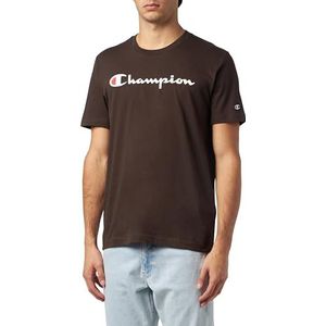 Champion Legacy American Classics S-s Crewneck T-shirt voor heren, Donkerbruin - Wit - Rood