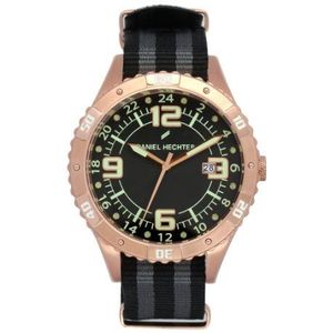 Daniel Hechter - DHH 002/2AA - herenhorloge - kwarts analoog - zwarte wijzerplaat - zwarte nylon armband