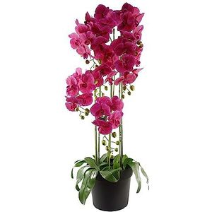 Realistische kunstmatige orchidee volledig in pot
