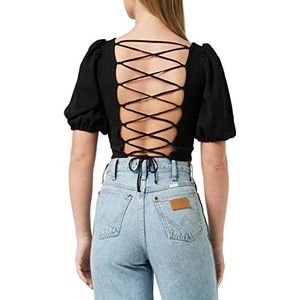 MISS SELFRIDGE Black Lattice Back Top Damesblouse, zwart.