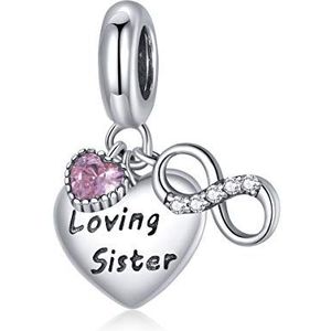 Bedelhanger voor Pandora armbanden voor dames – bedel zus minnaar van 925 sterling zilver met zirkonia, kubieke zirkonia, Zirkonia, Zirkonia