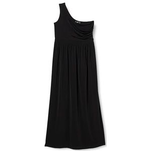 faina Robe longue à une épaule pour femme 19227027-FA01, noire, taille XL, Robe maxi à une épaule, XL