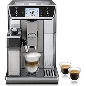 De'Longhi PrimaDonna Elite ECAM 656.55.MS automatische koffiemachine met LatteCrema, cappuccino en espressomelksysteem, 3,5 inch TFT kleuren aanraakscherm en app-bediening, voorkant in roestvrij staal, zilver