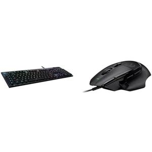 Logitech G502 X gamingmuis met kabel + LIGHTSYNC RGB G815 mechanisch gamingtoetsenbord, LIGHTFORCE-schakelaars, Hero 25K sensor, PC/Windows/macOS - zwart