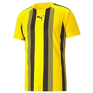 PUMA Teamliga T-shirt voor heren, gestreept jersey, Geel Cyber Puma Zwart