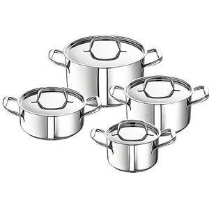 Schulte-Ufer Finesse pannenset, roestvrij staal, 4-delig - Vleespannen 16, 20, 24 cm; braadpan 20 cm