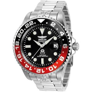 Invicta Grand Diver - Automatisch herenhorloge van roestvrij staal - 47 mm, zilver/rood, Horloge