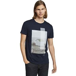 TOM TAILOR Denim Bedrukt T-shirt voor heren, 10668 - Sky Captain Blue