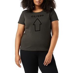 G-STAR RAW Slim T-shirt voor dames met logo op de voorzijde, Grijs (Raven C812-976)