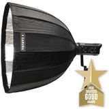 Caruba Deep Parabolic Softbox 120 cm - perfect voor portretten, gelijkmatige en zachte verlichting - diameter 120 cm, diepte 80 cm - 2 diffusers inbegrepen