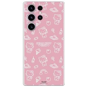 Coque souple compatible avec smartphone Samsung S22 Ultra Hello Kitty sur fond rose