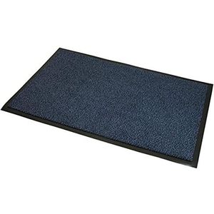 JVL Duurzame vloermat blauw zwart 60 x 80 cm