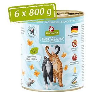 GranataPet Delicatessen Zalm & Turkije 6 x 800 g natvoer voor katten Gourmet graanvrij en suikervrij voer