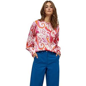 Peppercorn Lindi dames blouse met V-hals print magenta roze XL, Magenta roze bedrukt