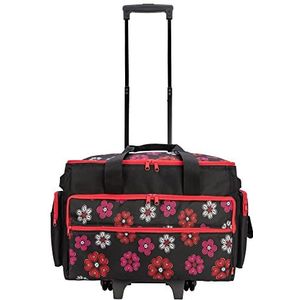 Prym Big Friend 612635 naaimachinewagen, zwart met kleurrijke bloemen, 47 x 25 x 37 cm, zwart, XL, naaimachinewagen, zwart., Naaimachine trolley