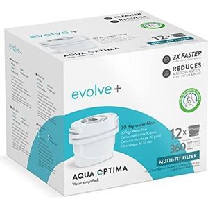 Aqua Optima Evolve waterfilterpatroon 30 dagen, 12 stuks (tot 12 maanden voorraad), compatibel met meer dan 90% van de filterkaraffen, waaronder Brita Maxtra en Maxtra+