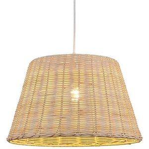 B·LED BARCELONA LED BarcelonaLED Plafondhanglamp, lampenkap van wilgenhout, gevlochten, Scandinavische stijl, vintage, met witte kapstok, E27, voor woonkamer, keuken, Ø 46 cm